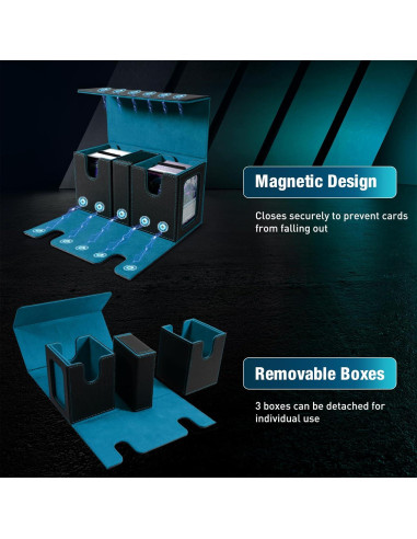 Caja de Deck TiMOVO para Commander 200+ Cartas Negro Cian