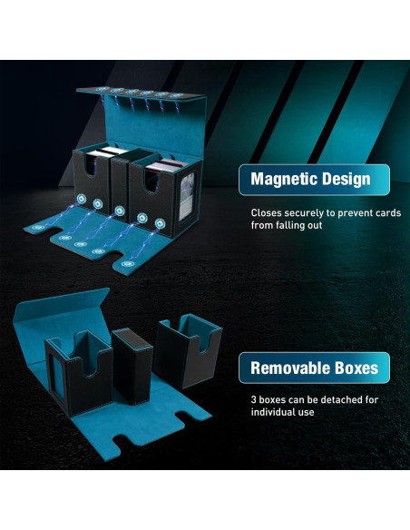 Caja de Deck TiMOVO para Commander 200+ Cartas Negro Cian