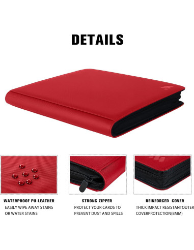 Carpeta de Tarjetas MORABTO 16 Bolsillos Rojo 1024 Tarjetas