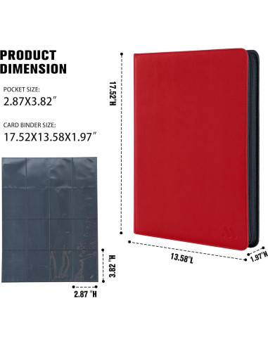 Carpeta de Tarjetas MORABTO 16 Bolsillos Rojo 1024 Tarjetas
