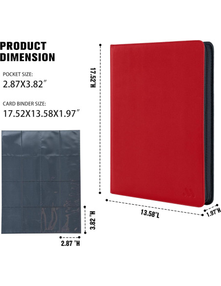 Carpeta de Tarjetas MORABTO 16 Bolsillos Rojo 1024 Tarjetas
