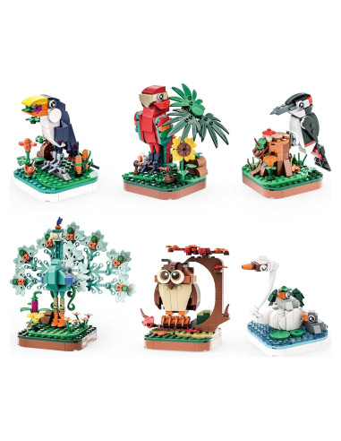 Apostrophe Games Kit de Bloques Aves 900 Piezas 6 Modelos