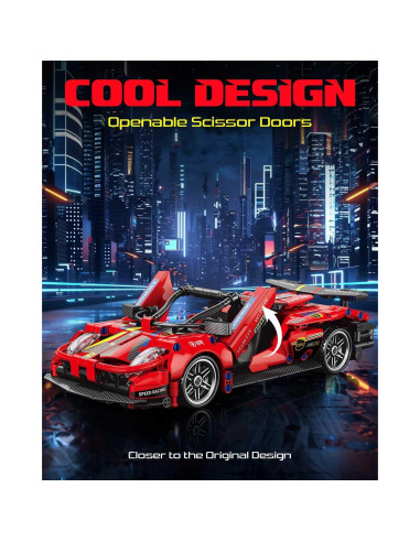 Coche Deportivo Sosuy 1:18 Rojo 513 Piezas Juguete de Construcción