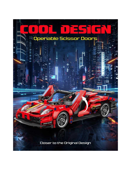 Coche Deportivo Sosuy 1:18 Rojo 513 Piezas Juguete de Construcción