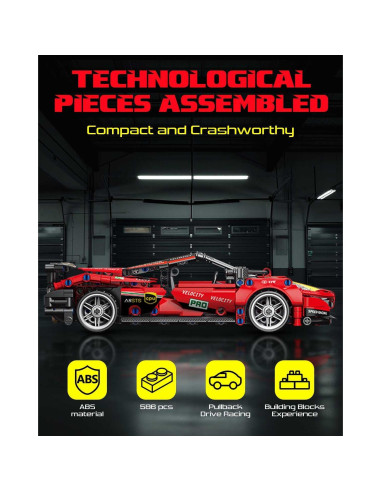 Coche Deportivo Sosuy 1:18 Rojo 513 Piezas Juguete de Construcción