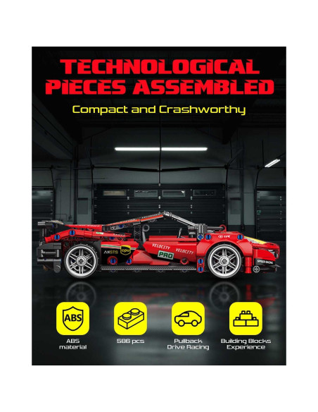 Coche Deportivo Sosuy 1:18 Rojo 513 Piezas Juguete de Construcción