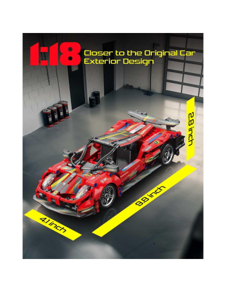 Coche Deportivo Sosuy 1:18 Rojo 513 Piezas Juguete de Construcción