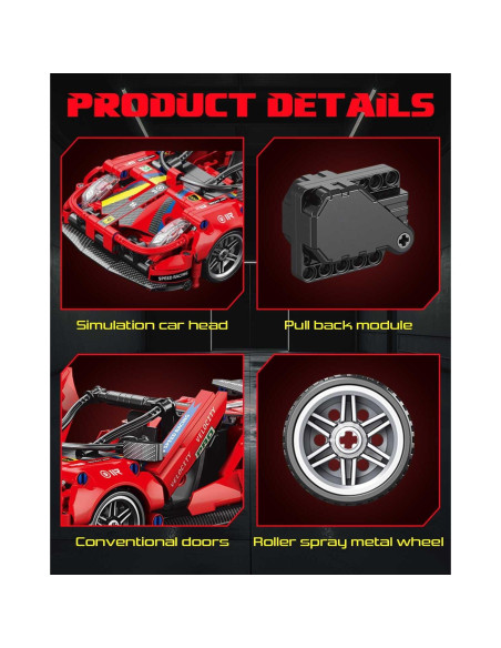 Coche Deportivo Sosuy 1:18 Rojo 513 Piezas Juguete de Construcción