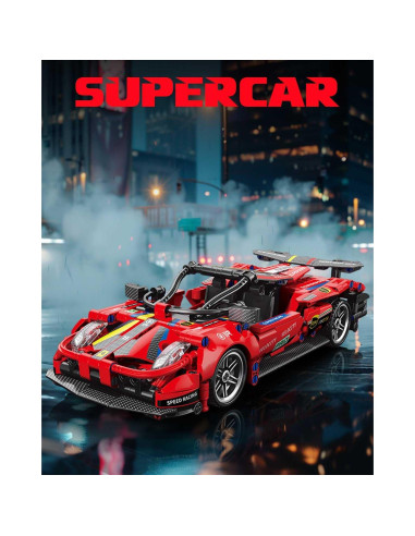Coche Deportivo Sosuy 1:18 Rojo 513 Piezas Juguete de Construcción