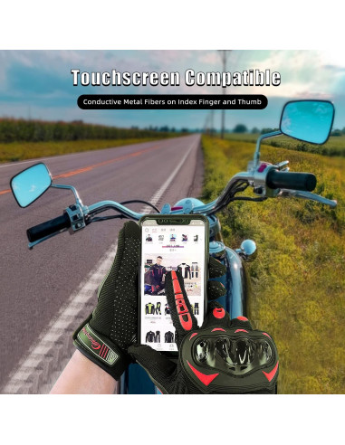 Guantes de Motocicleta BIHAIZG Táctiles Rojo Grande