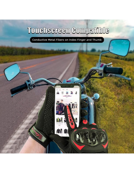 Guantes de Motocicleta BIHAIZG Táctiles Rojo Grande