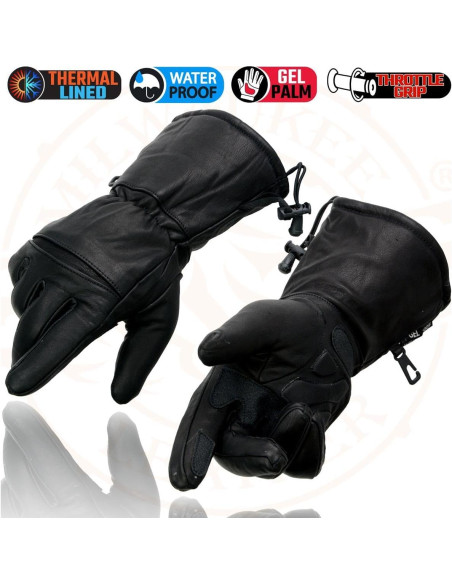Guantes de Moto Milwaukee Leather SH292 Cuero Impermeable