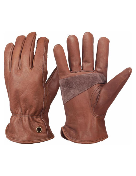 Guantes de trabajo de cuero marrón retro NN101L unisex