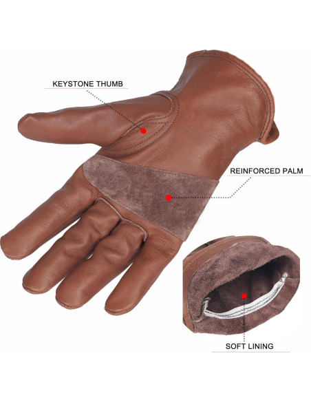 Guantes de trabajo de cuero marrón retro NN101L unisex