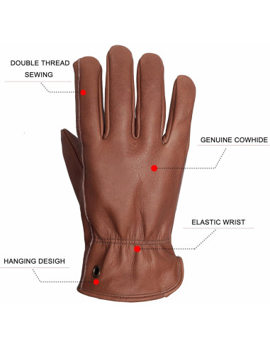 Guantes de trabajo de cuero marrón retro NN101L unisex