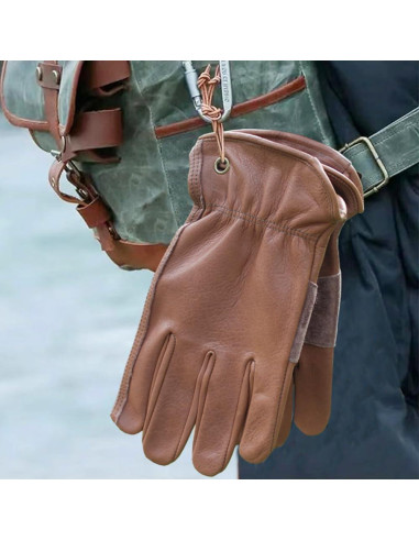 Guantes de trabajo de cuero marrón retro NN101L unisex