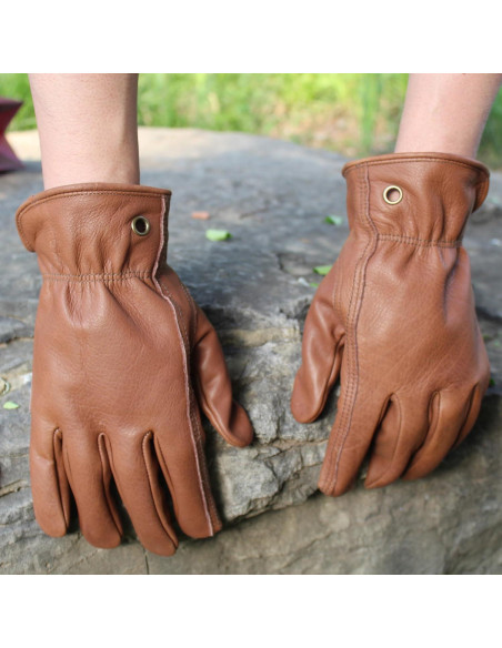 Guantes de trabajo de cuero marrón retro NN101L unisex