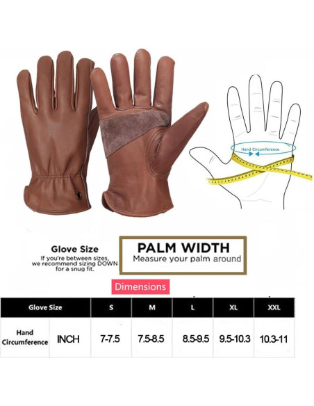 Guantes de trabajo de cuero marrón retro NN101L unisex