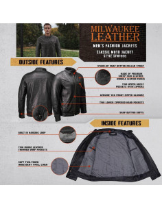 Chaqueta de moto Milwaukee Leather SFM1866 cuero negro 2