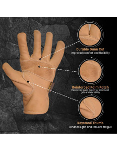Guantes de Trabajo de Cuero Premium Reforzados para Hombres 2