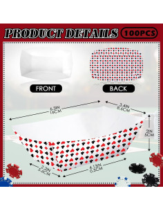 100 Bandejas Desechables de Papel FillTouch Tema Casino 16x10 cm 2
