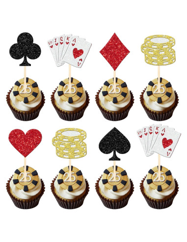 24 Decoraciones para Cupcakes Casino Poker ZHUOWEISM