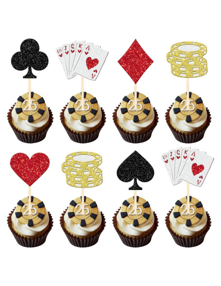 24 Decoraciones para Cupcakes Casino Poker ZHUOWEISM