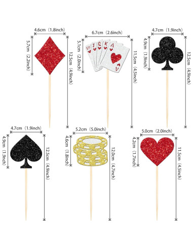 24 Decoraciones para Cupcakes Casino Poker ZHUOWEISM
