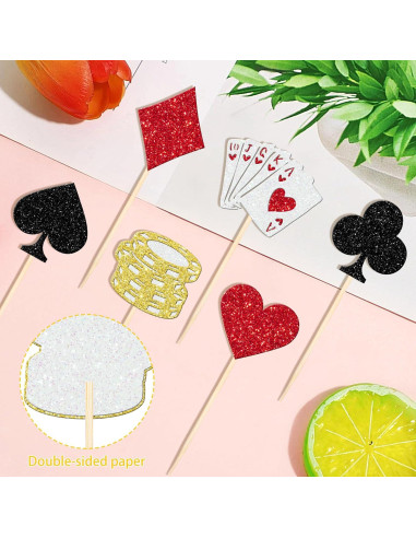 24 Decoraciones para Cupcakes Casino Poker ZHUOWEISM
