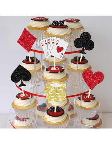 24 Decoraciones para Cupcakes Casino Poker ZHUOWEISM
