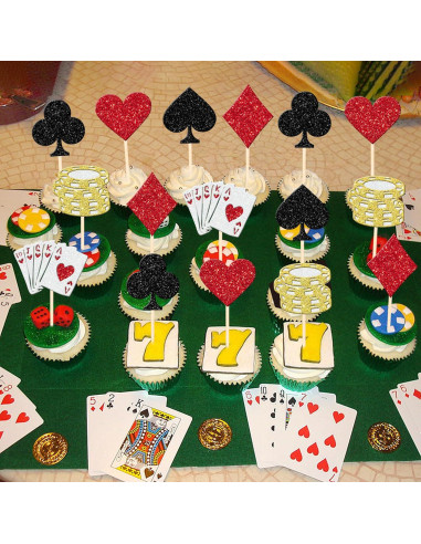 24 Decoraciones para Cupcakes Casino Poker ZHUOWEISM