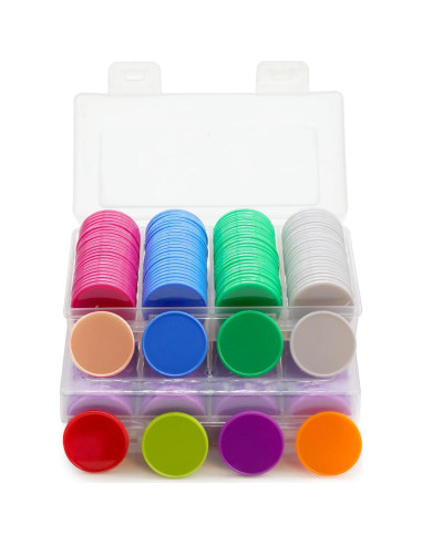 Juego de 100 Fichas de Plástico Durazno 25 mm para Aprendizaje