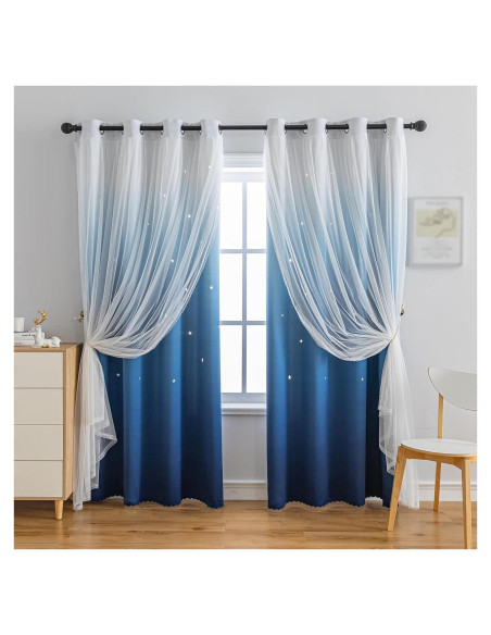 Cortina Opaca Anytime 1 Panel Azul 132x183 cm para Niñas