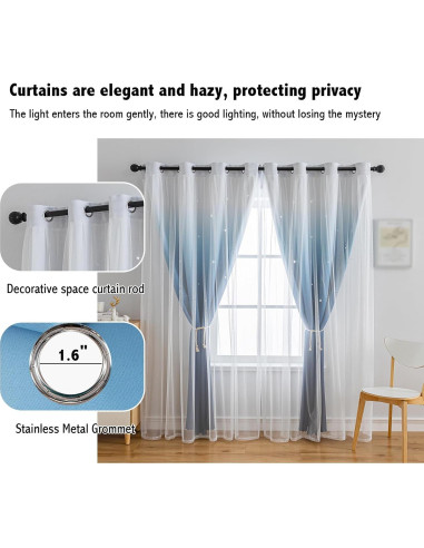 Cortina Opaca Anytime 1 Panel Azul 132x183 cm para Niñas