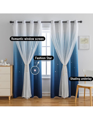 Cortina Opaca Anytime 1 Panel Azul 132x183 cm para Niñas