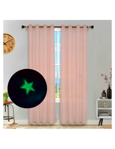 Cortinas Transparentes Eimilaly 2 Paneles 182,88 cm Rosa Claro