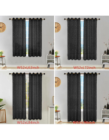 Cortinas Transparentes Eimilaly 2 Paneles 182,88 cm Rosa Claro