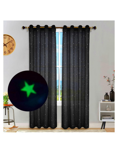 Cortinas Transparentes Eimilaly 160 cm con Estrellas Brillantes