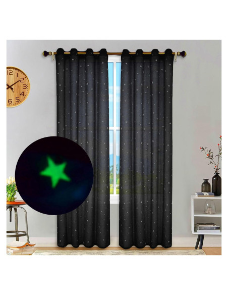 Cortinas Transparentes Eimilaly 160 cm con Estrellas Brillantes