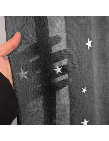 Cortinas Transparentes Eimilaly 160 cm con Estrellas Brillantes