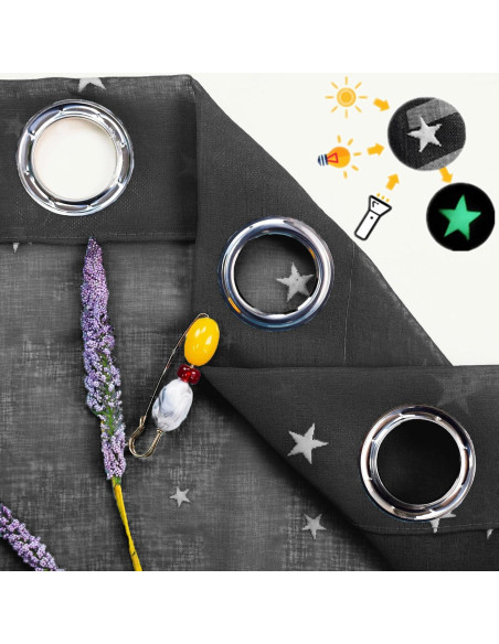 Cortinas Transparentes Eimilaly 160 cm con Estrellas Brillantes