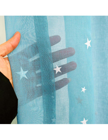 Cortinas Transparentes Eimilaly 2 Paneles 243 cm Azul Estrellas