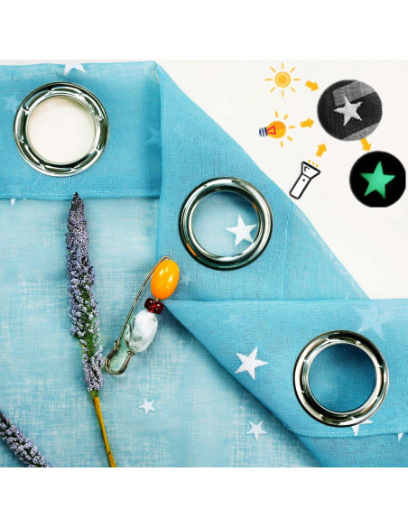 Cortinas Transparentes Eimilaly 2 Paneles 243 cm Azul Estrellas