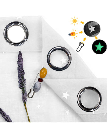 Cortinas Transparentes Eimilaly 2 Paneles 160 cm Estrellas