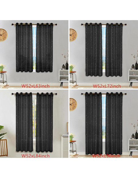 Cortinas Transparentes Eimilaly 2 Paneles 160 cm Estrellas