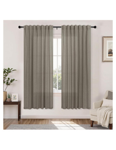 Cortinas KOUFALL 2 Paneles 52x183 cm Lino Taupe