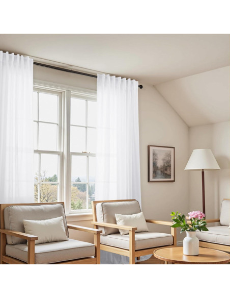 Cortinas Lino KOUFALL 52x244 cm 2 Paneles Semi Filtrantes