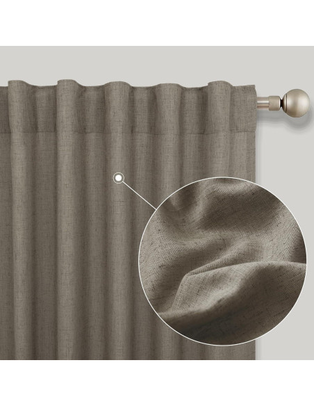 Cortinas KOUFALL 2 Paneles 52x183 cm Lino Taupe