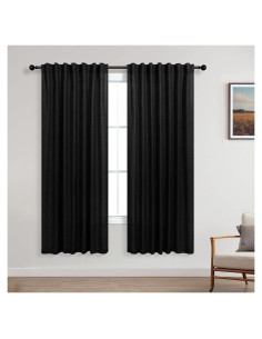 Cortinas Negras KOUFALL 52x160 cm con Tablero Trasero