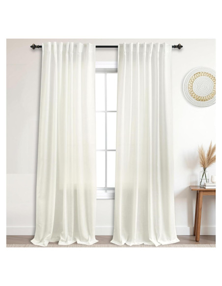 Cortinas KOUFALL 2 Paneles Lino 52x244 cm Marfil